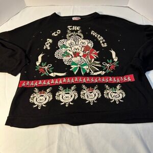 Nutcracker‎ Black Christmas Teddy Bear Sweatshirt medium Women's Vintage 90s